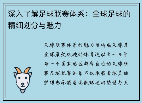 深入了解足球联赛体系：全球足球的精细划分与魅力